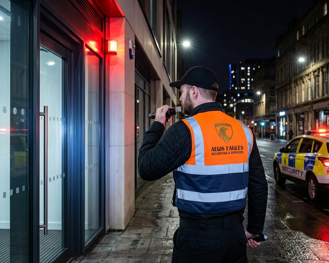 security officer responding to an alarm at a Glasgow